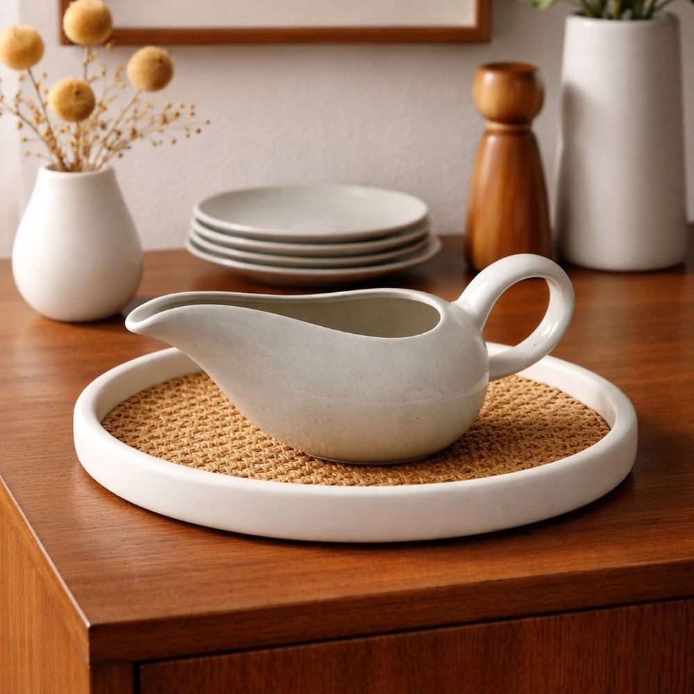 Russel wright by Steubenville mcm gravy bowl light gray
